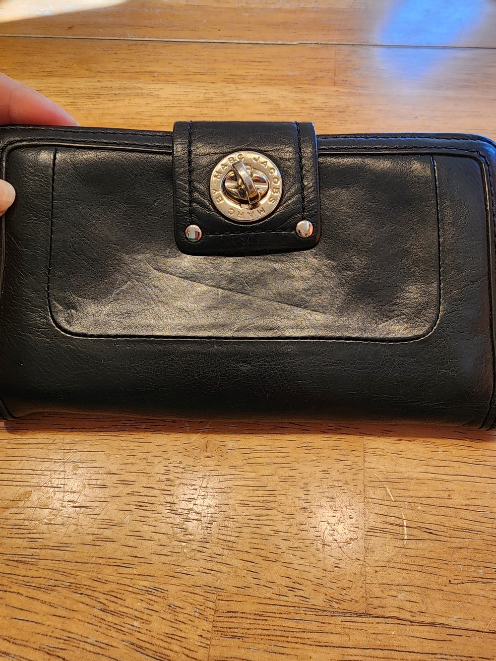 Marc Jacobs Black Leather Turnlock Wallet
